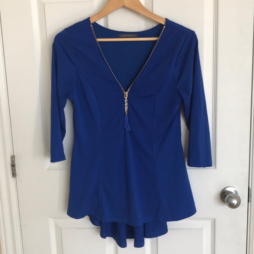 Suzy Shier péplum top in blue